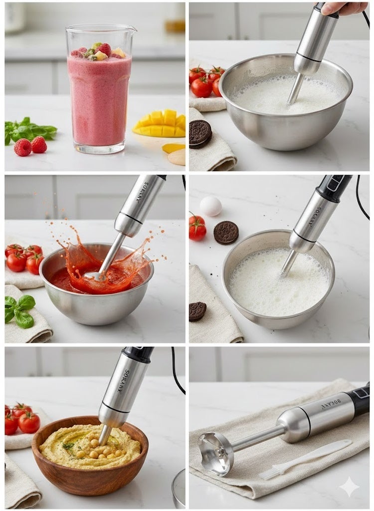 sokany SK-1729 Stainless Steel Hand Blender 800 Watt Food Hand Blender Digital - Image 2